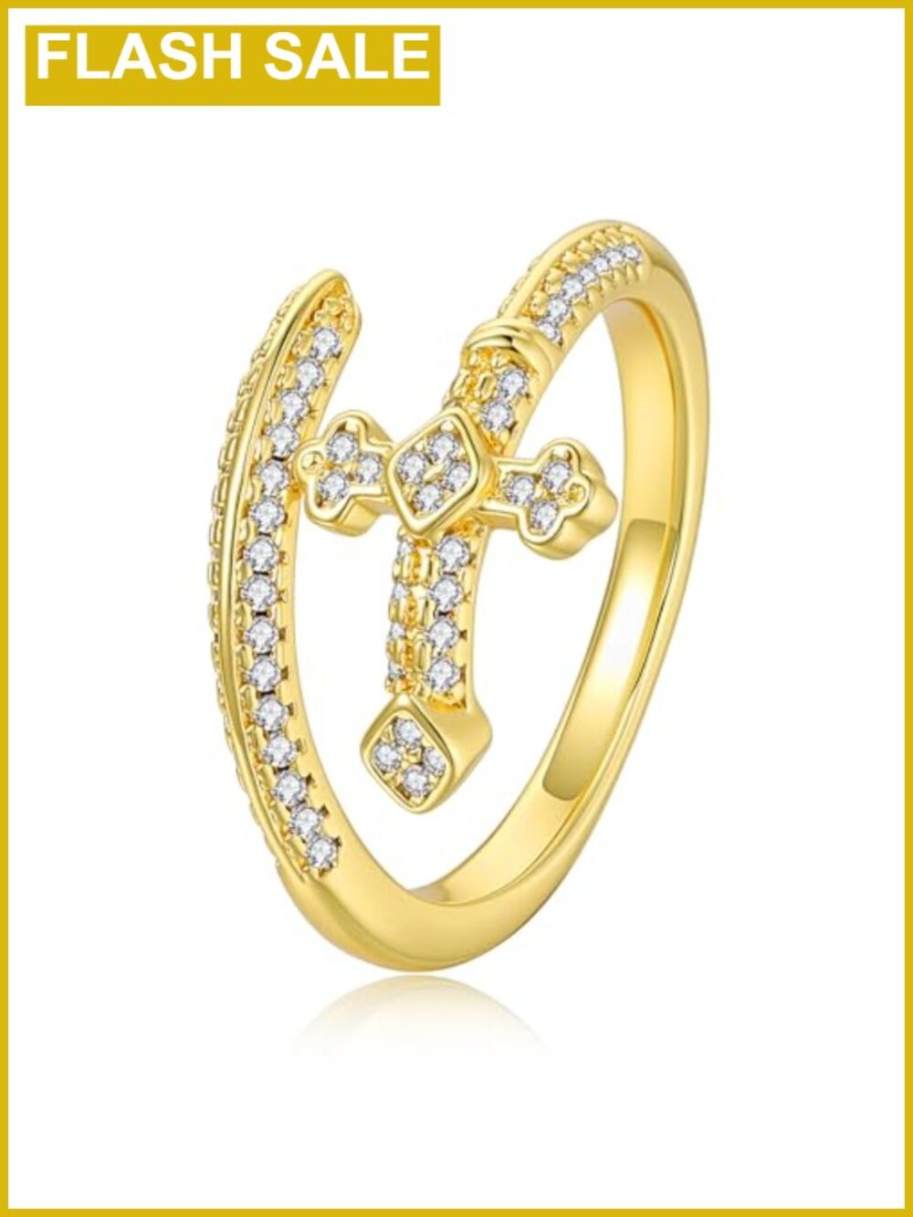 18K Gold Plated Adjustable Stacking Rings with Cubic Zirconia